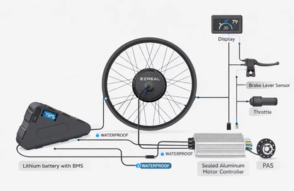 KT500 Electric Bike Conversion Kit with 500W Hub Motor and 48V 20Ah Lithium Battery for E-Bike Upgrade