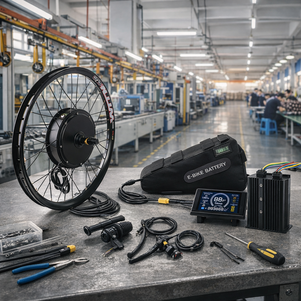 2000W Hub Motor Electric Bicycle Conversion Kit with 52V 20Ah Triangle Battery, Fit 27.5 & 29 Inch Wheel